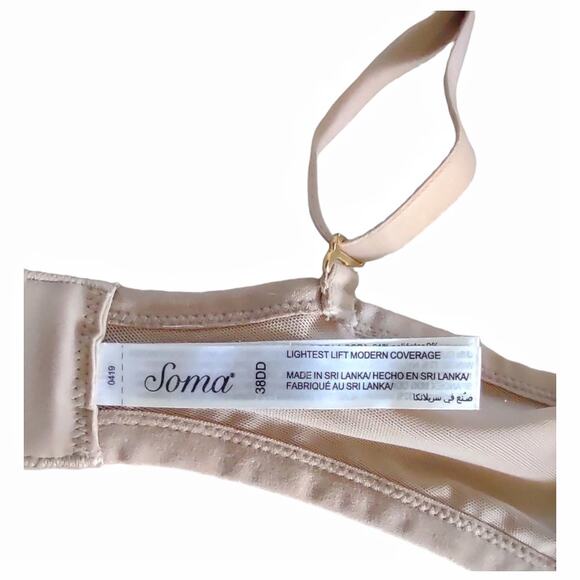 SOMA Lightest Lift Modern Coverage Natural Colored Bra with Floral Lace Overlay - Picture 8 of 8